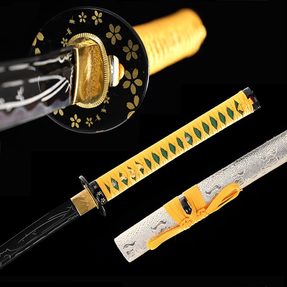 Kiiro To Gin Carbon Steel Katana Samurai Sword