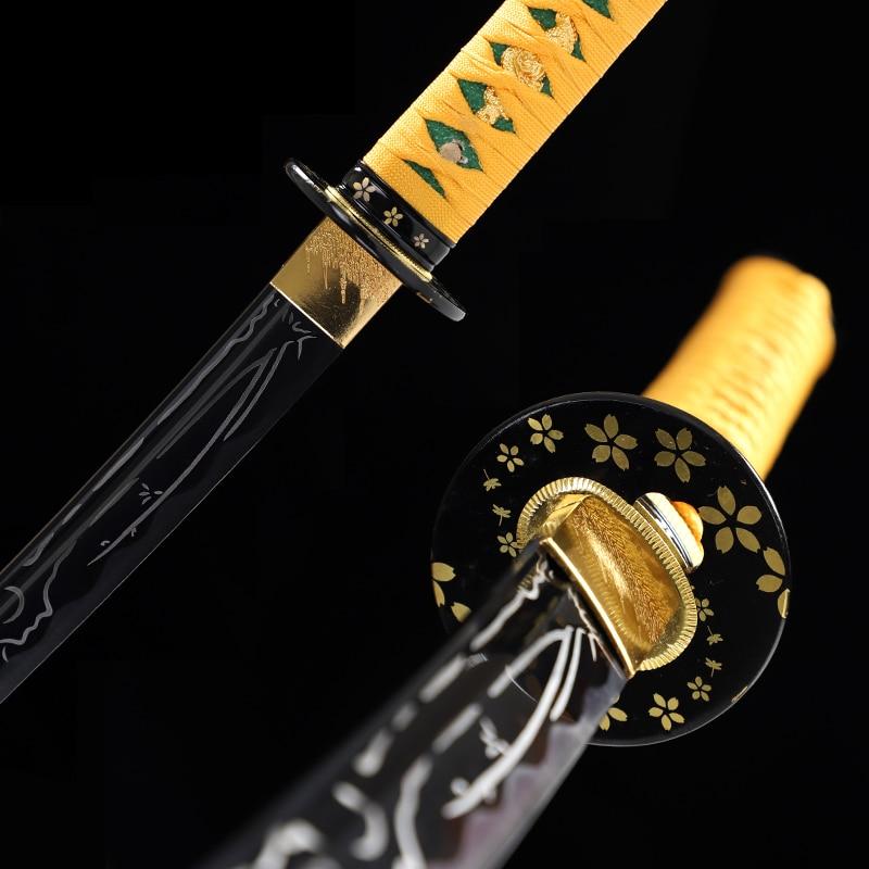 Kiiro To Gin Carbon Steel Katana Samurai Sword
