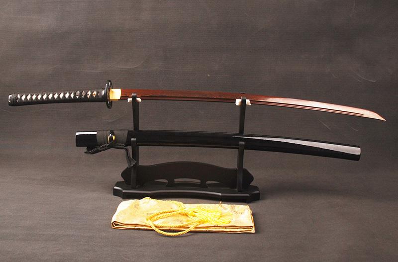 Qing Folded Red Steel Katana Samurai Sword