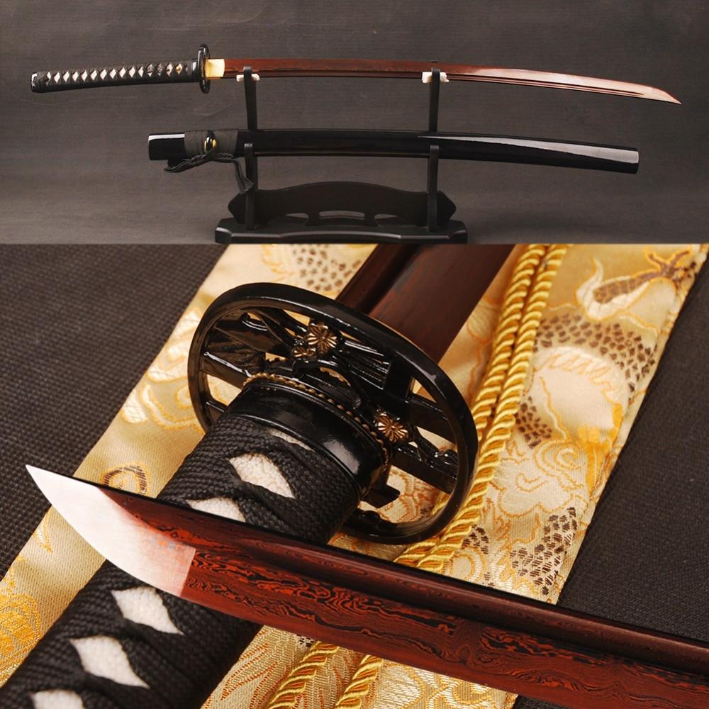 Qing Folded Red Steel Katana Samurai Sword